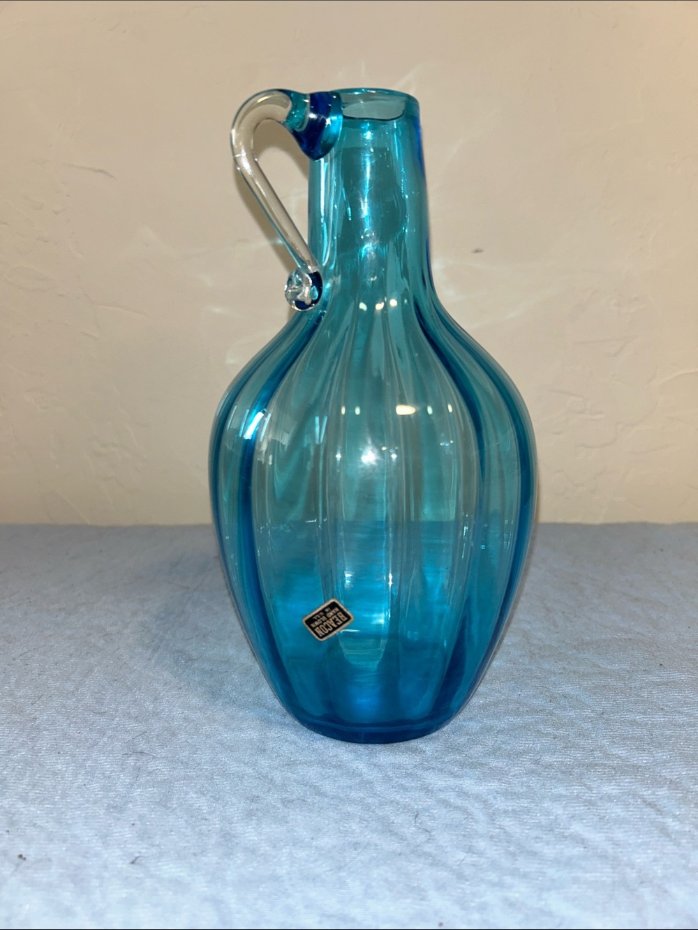 Beacon Glass Company hand-blown optic panel jug Vintage pitcher